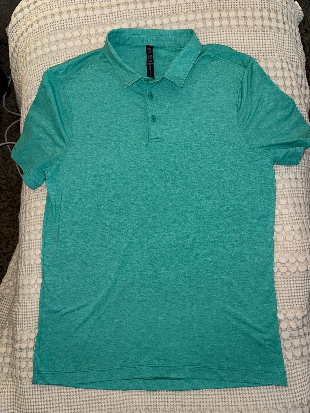 Lululemon Men’s Large Evolution Polo Shirt Green Teal Heather Short Sleeve